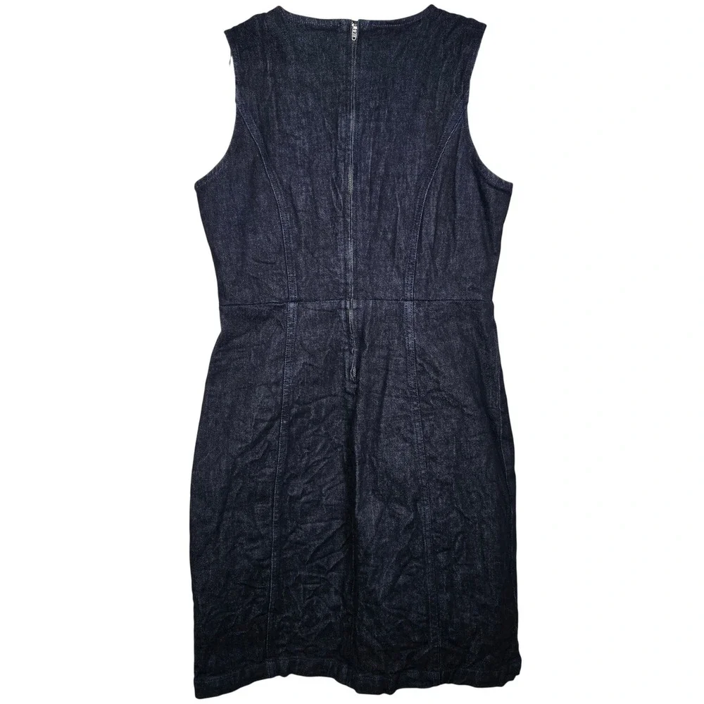 J. Crew Denim Sleeveless Sheath Dress Dark Wash Indigo AK226 Size 10